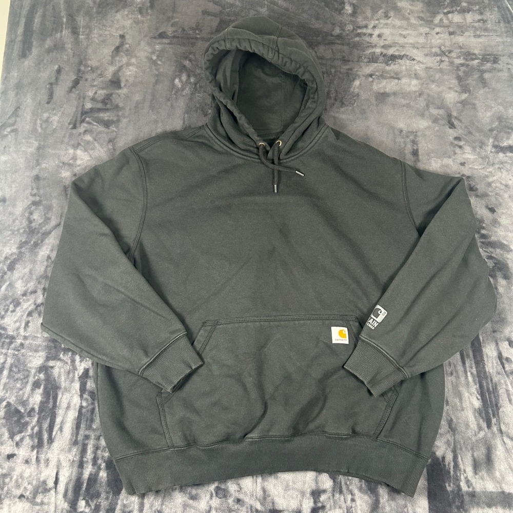 Carhartt Rain Defender Hoodie Mens 2XL Black Original Fit Pullover 100615 001